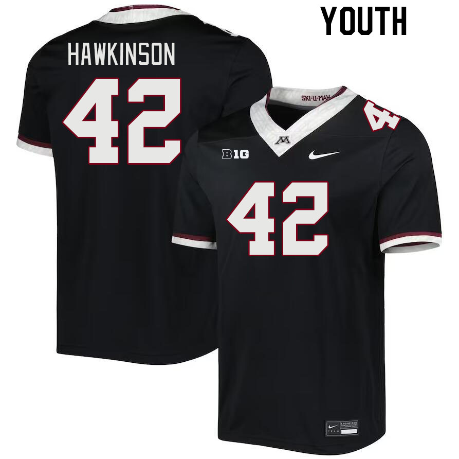 Youth #42 Jack Hawkinson Minnesota Golden Gophers College Football Jerseys Stitched-Black - Click Image to Close